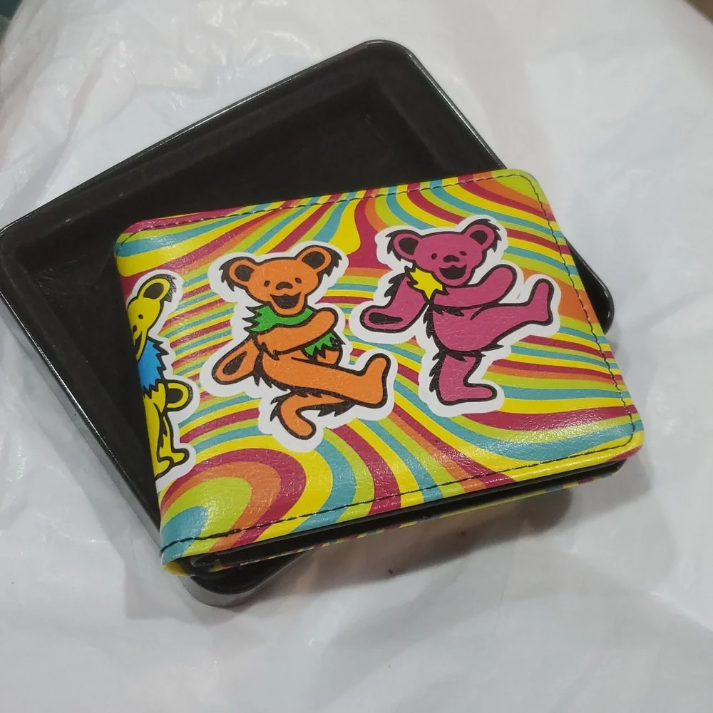 Grateful Dead Dancing Bears Psychedelic Rainbow Print‎ Card case bifold Wallet